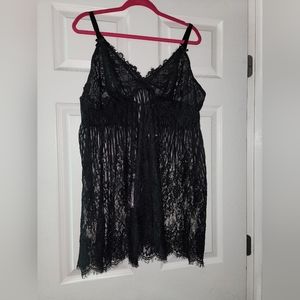 Lane Bryant Black Lace Babydoll w/thong